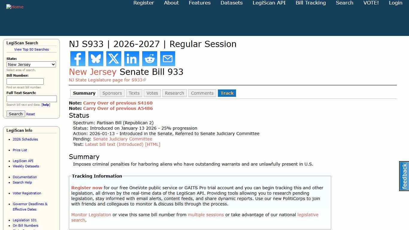 NJ S933 2026-2027 Regular Session LegiScan
